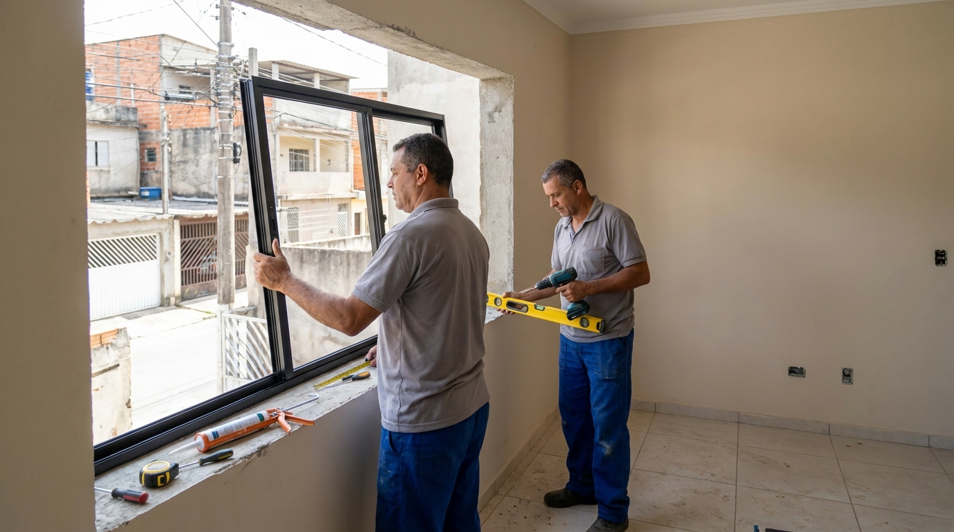 Esquadria de alumínio com vista para rua em Campo Grande-MS
